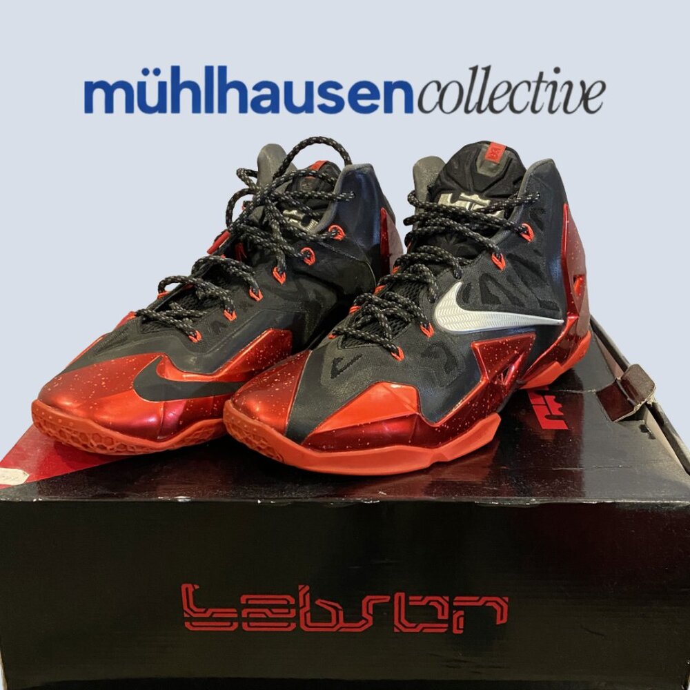 Nike LeBron XI 11 Miami Nights Black Red Size 12 VNDS With Box